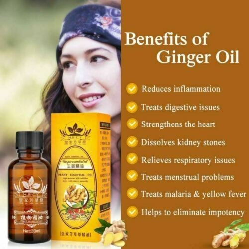 Natural Ginger Massage Oil - Lymphatic Drainage & Therapy (30ml)