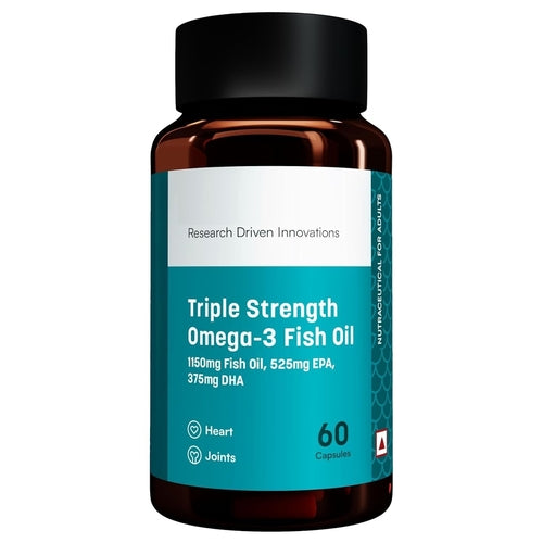 Triple Strength Omega-3 Fish Oil (1250mg) - Heart & Joint Support - 60 Capsules